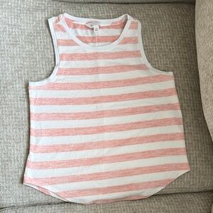 Market & Spruce Coral and White Striped Tank Top Size Small Petite